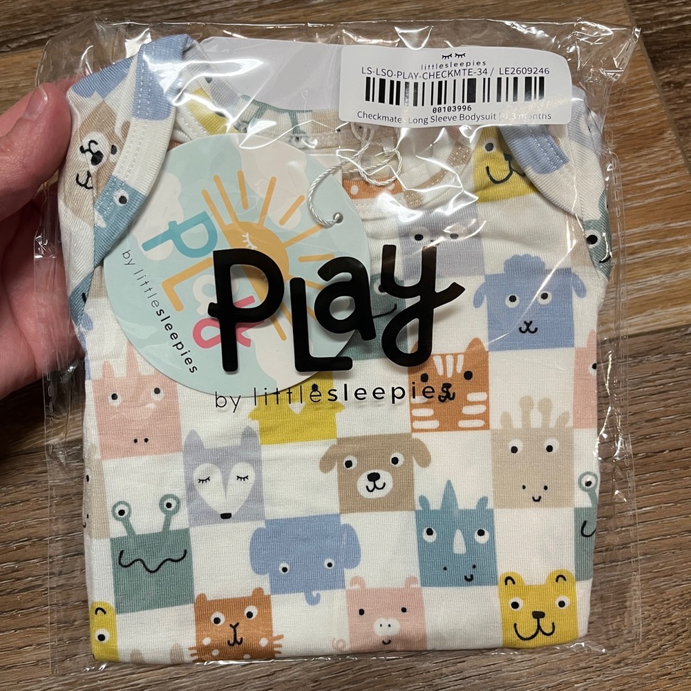 Little Sleepies long sleeve bodysuit Checkmates NIB